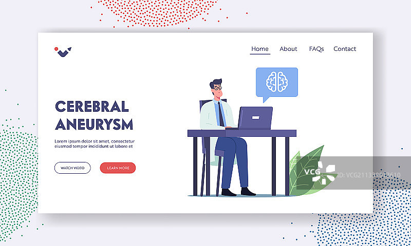 男性脑动脉瘤着陆页模板图片素材
