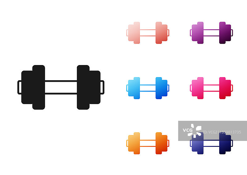 白色背景上隔离的黑色哑铃图标图片素材