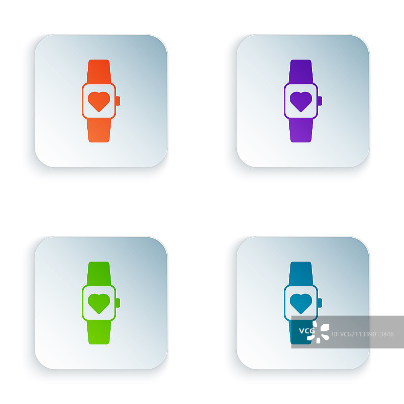 彩色智能手表显示心率图标图片素材