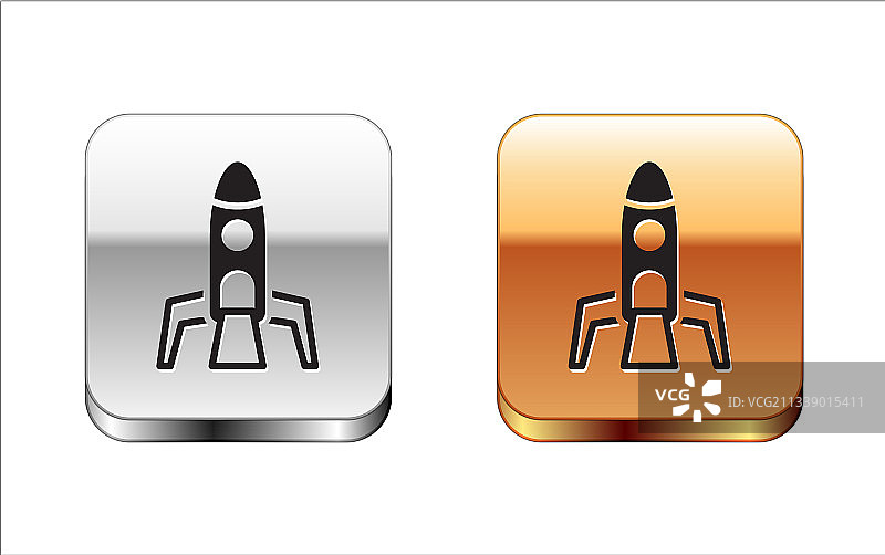 白色背景上的黑色火箭图标图片素材