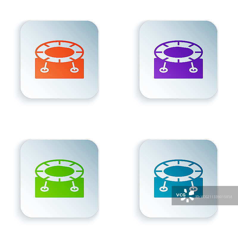 彩色跳床图标，白色背景图片素材