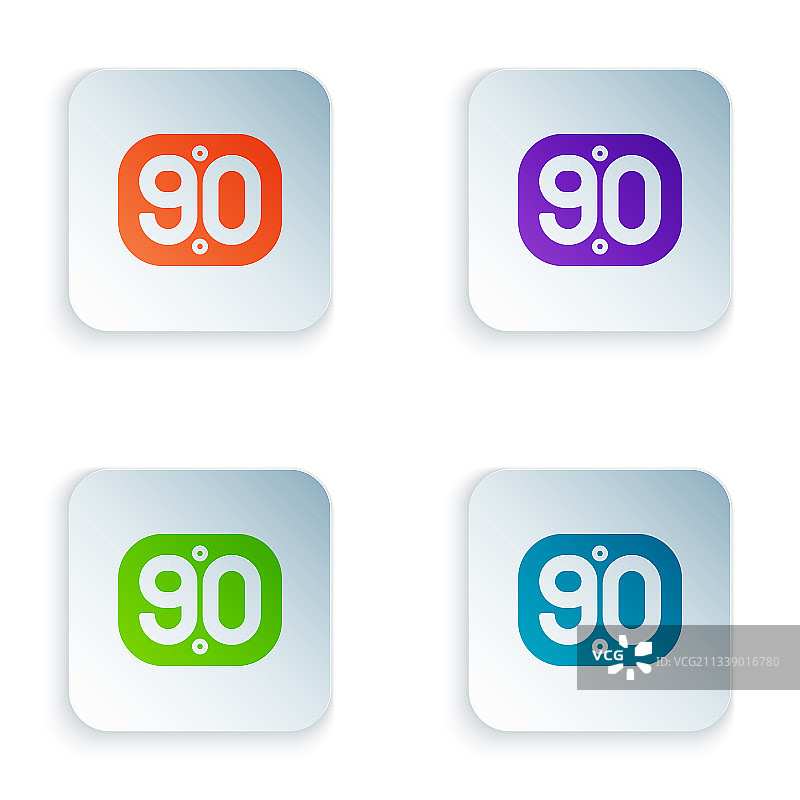 90年代复古彩色图标，白色背景图片素材