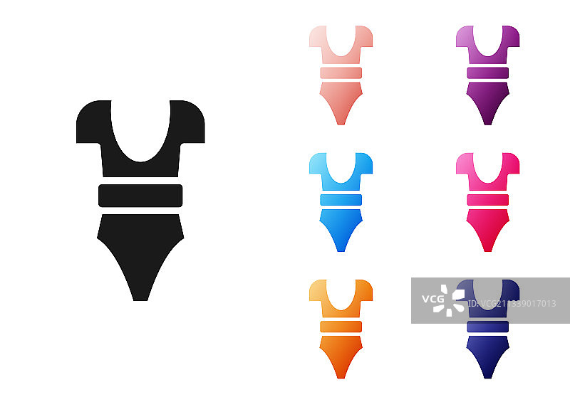 白色背景上隔离的黑色泳衣图标图片素材