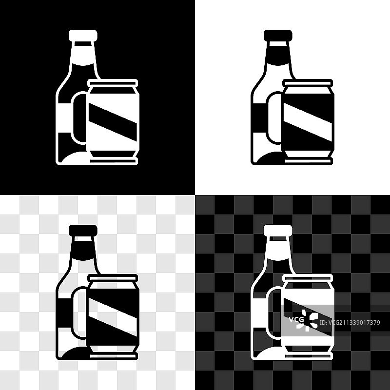 啤酒瓶和啤酒罐图标套装图片素材