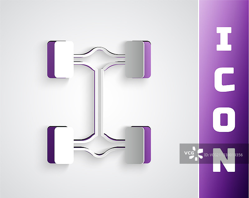 灰色背景上的剪纸风格汽车底盘图标图片素材