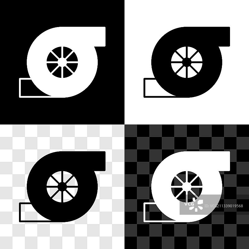 黑色背景汽车涡轮增压器图标套装图片素材