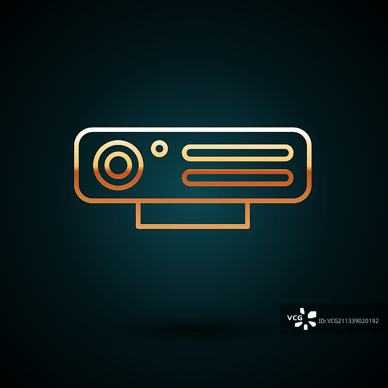 金色线条网络摄像头图标，深蓝色背景图片素材