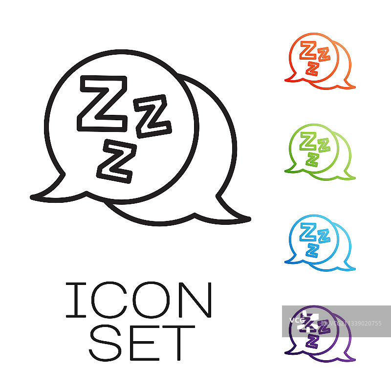 白色背景上的黑色线条睡眠图标图片素材