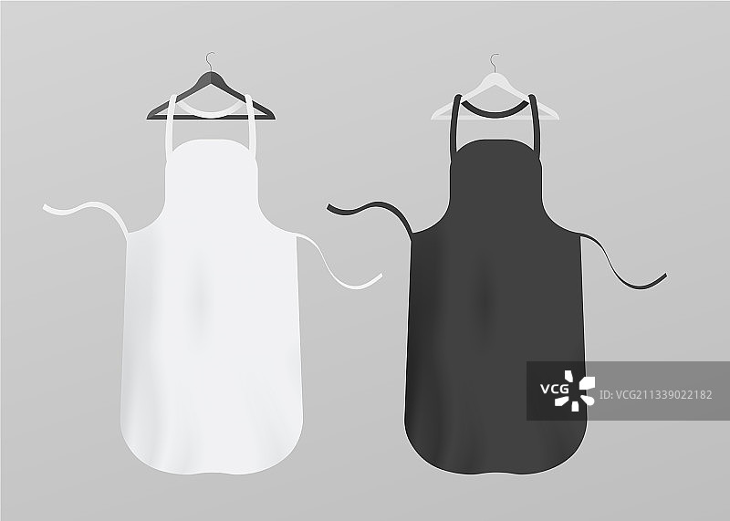 黑白厨师围裙样机纺织品套装图片素材