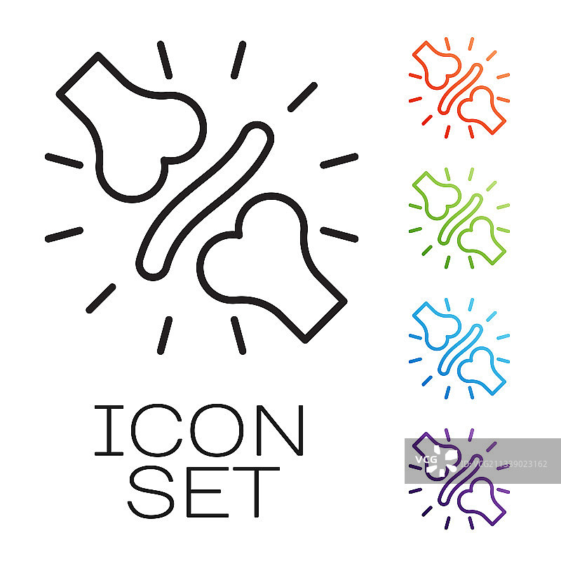 关节疼痛膝盖疼痛黑线图标图片素材