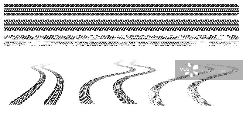 黑色汽车轮胎痕迹橡胶车轮印图片素材