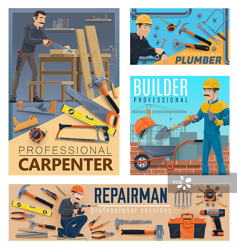 房屋维修和建筑工人工具图片素材