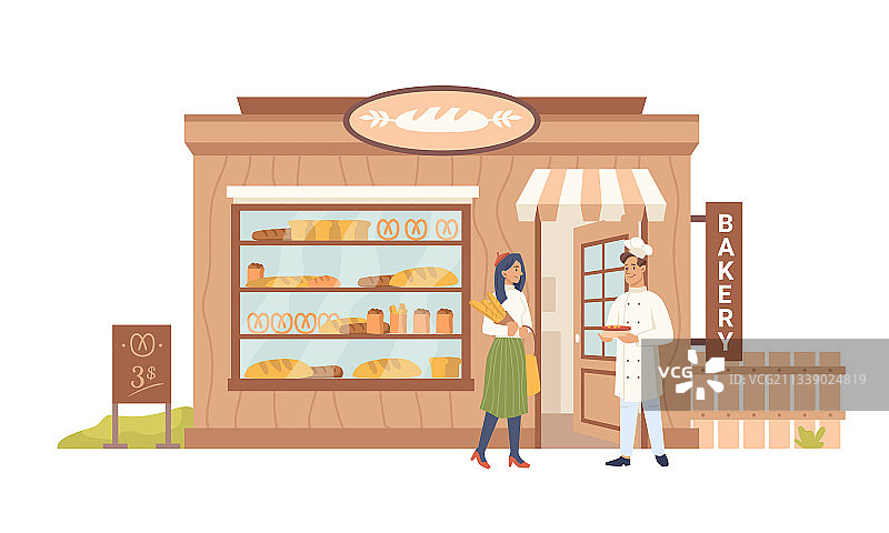 面包店糕点面包店的买家和卖家图片素材