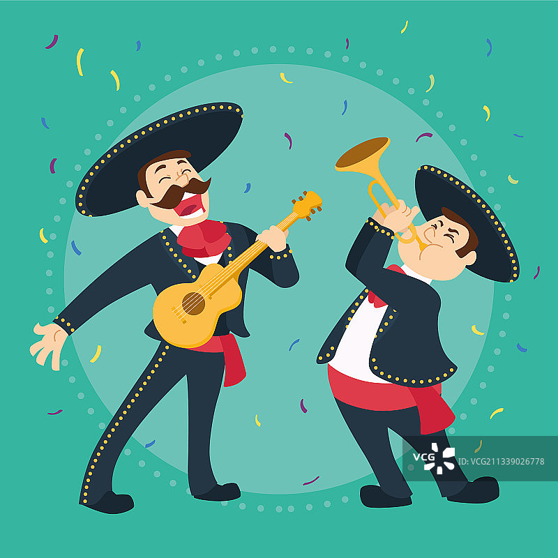 墨西哥流浪乐队卡通图片素材