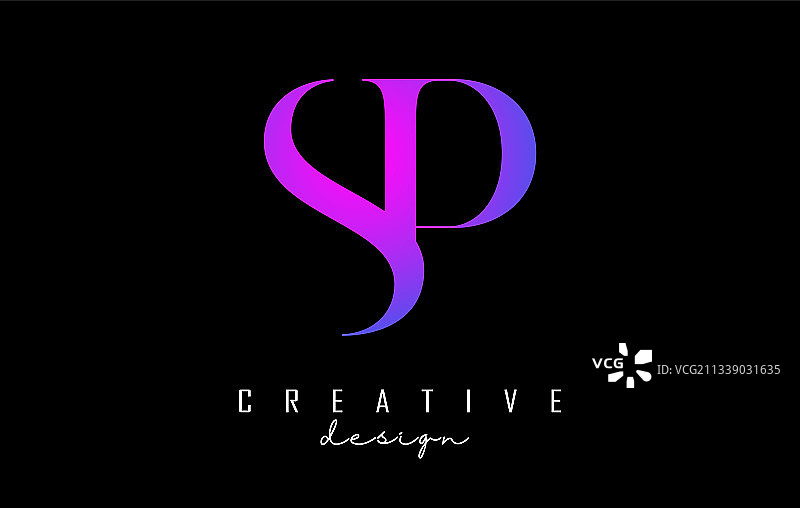 彩色粉色和蓝色SP字母设计Logo图片素材