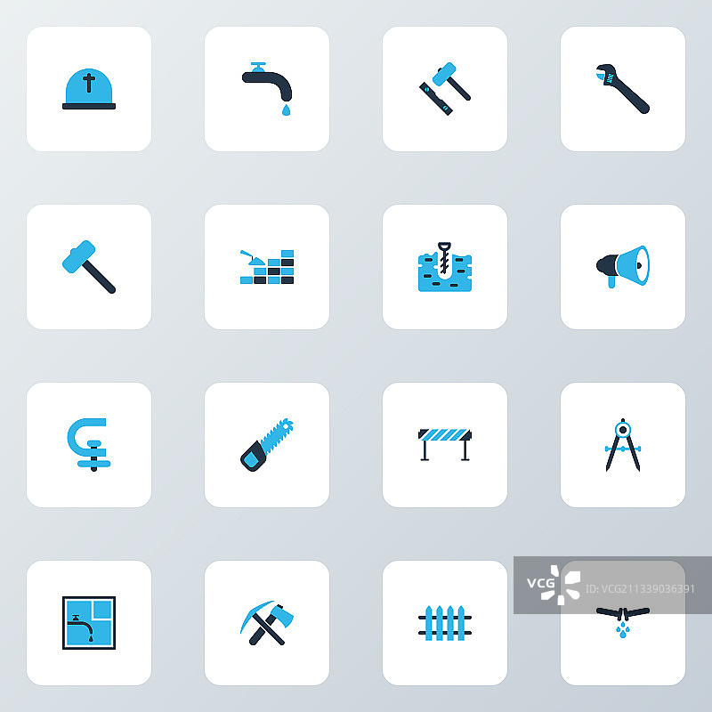 彩色工业图标：锯切图片素材