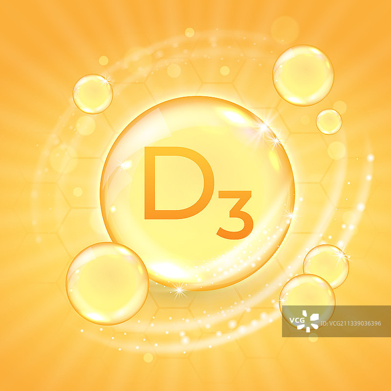 维生素D3补充剂闪亮金色油性物质图片素材