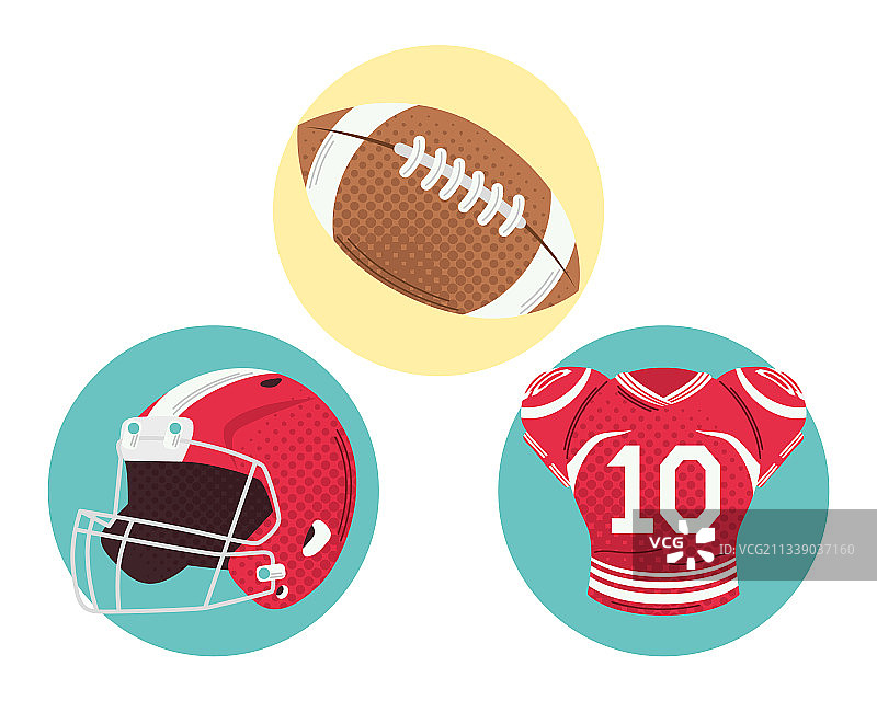 三个美式橄榄球图标图片素材