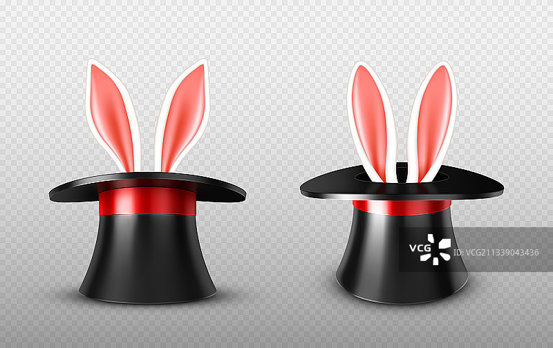 魔术师礼帽里伸出的兔子耳朵图片素材