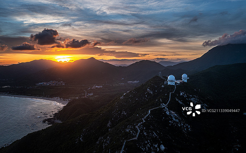 深圳西涌天文台航拍图片素材