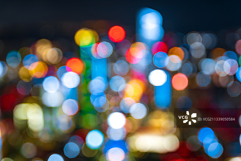 城市夜景彩色光斑图片素材