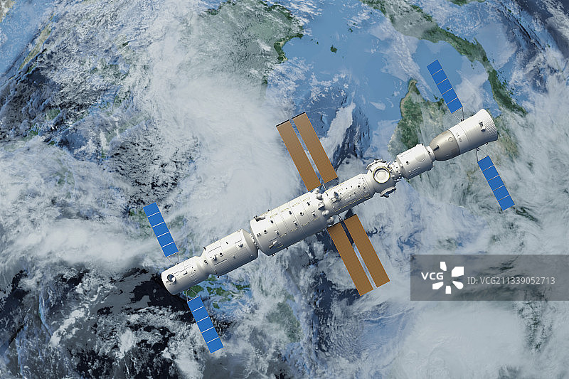中国空间站，三维图形制作图片素材