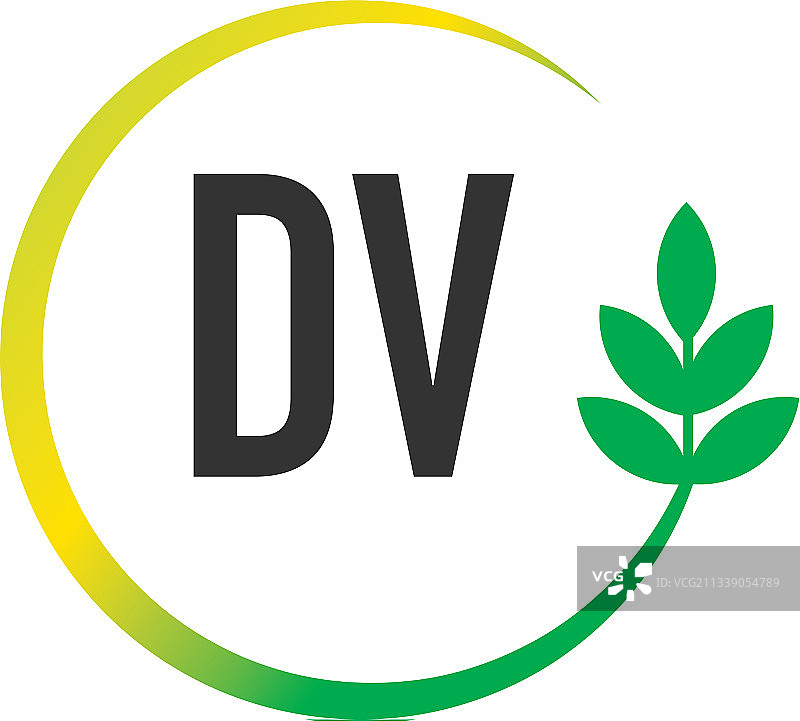 首字母DV圆形叶子创意logo图片素材