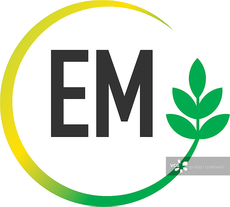 EM字母圆形叶子创意标志图片素材