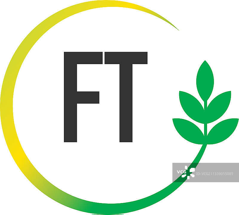 字母FT圆形树叶创意标志图片素材