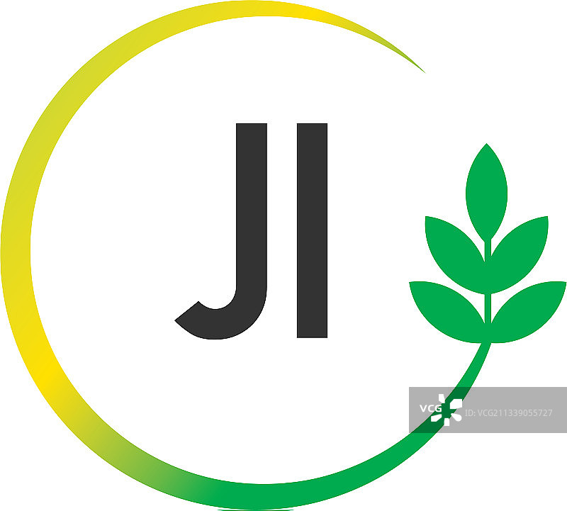 字母JI圆形叶子创意Logo图片素材