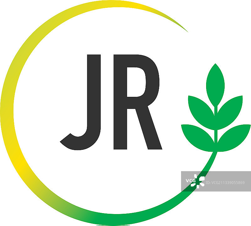 字母JR圆形树叶创意标志图片素材