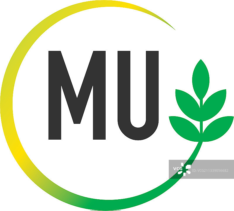 首字母MU圆形叶子创意标志图片素材