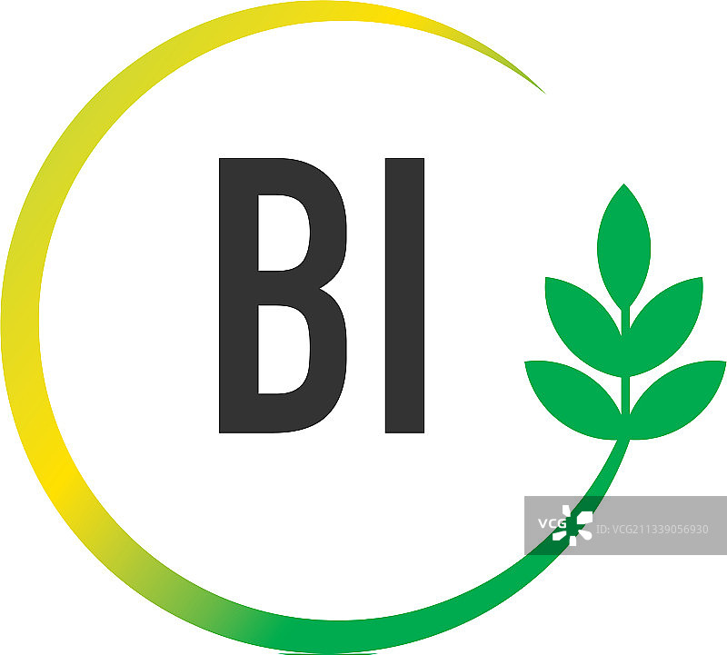 首字母BI圆形叶子创意logo图片素材