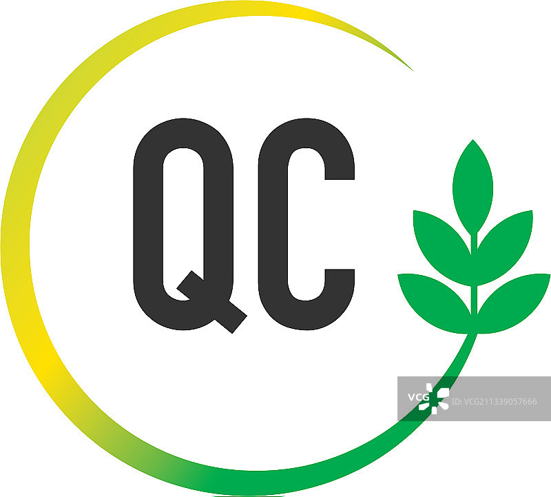 字母QC圆形叶子创意标志图片素材