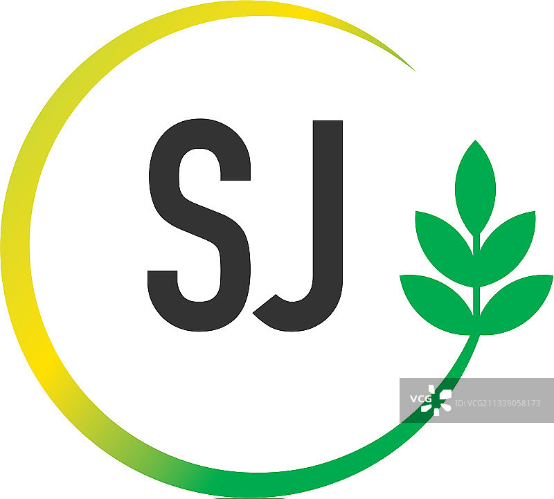 SJ字母圆形叶子创意标志图片素材