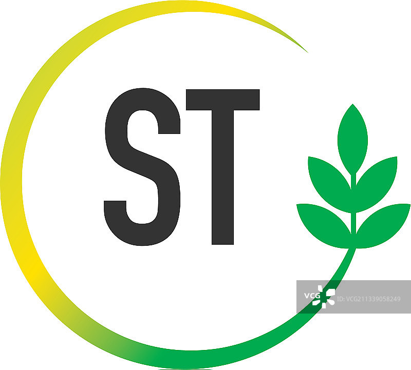 ST字母圆形叶子创意标志图片素材