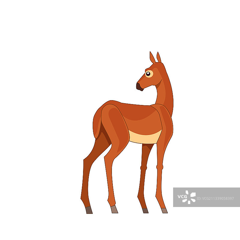 卡通风格的田野欧洲狍图片素材