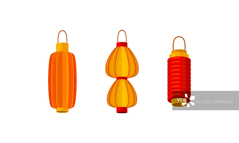 纸或丝绸制中式灯笼套装图片素材