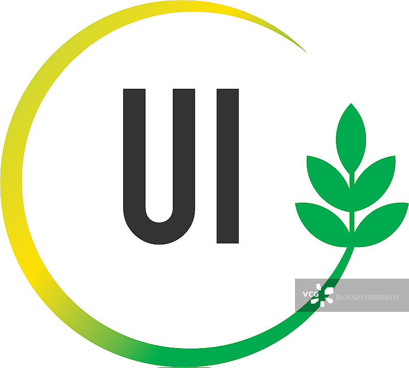 UI字母圆形叶子创意标志图片素材