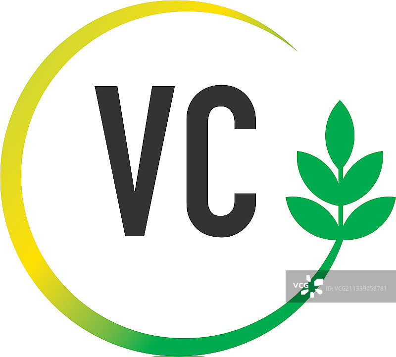 字母VC圆形树叶创意标志图片素材