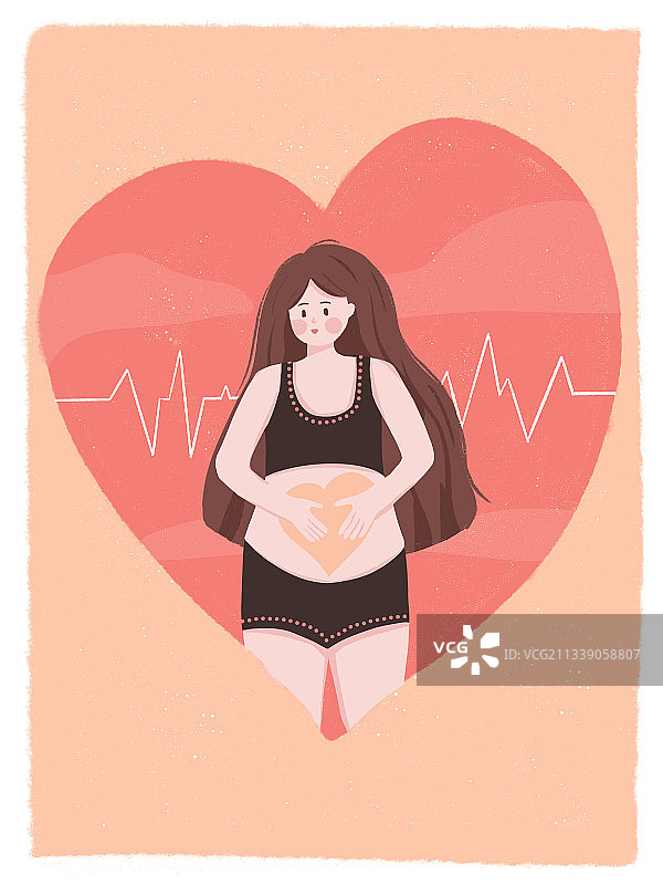 怀孕的妈妈摸着挺起的肚子图片素材