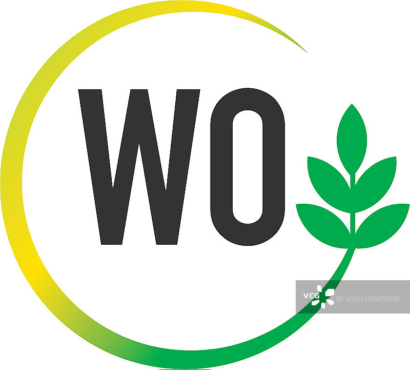 字母WO圆形树叶创意标志图片素材