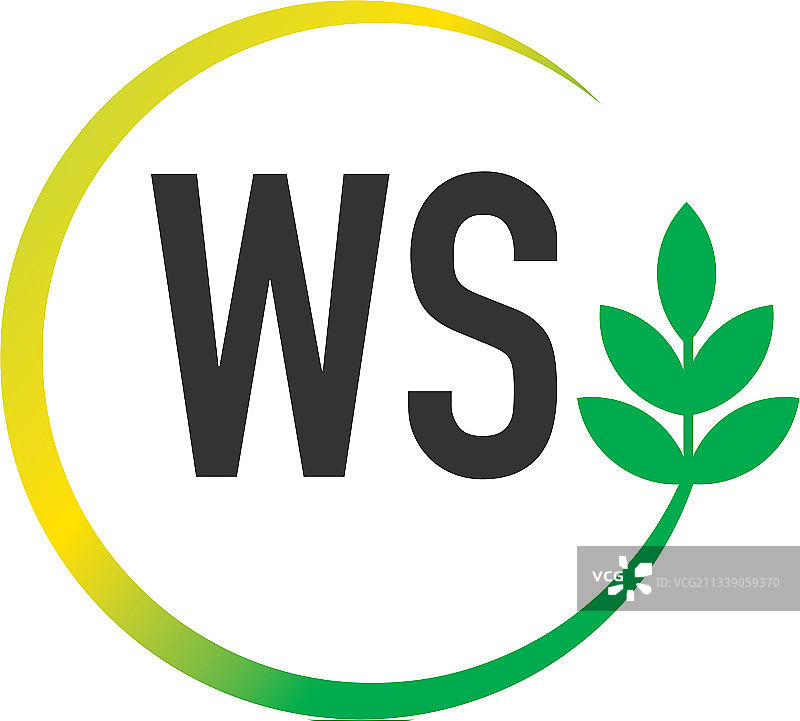 字母WS圆形叶子创意标志图片素材