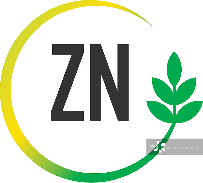 首字母ZN圆形树叶创意logo图片素材