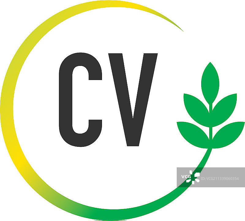 首字母CV圆形叶子创意标志图片素材