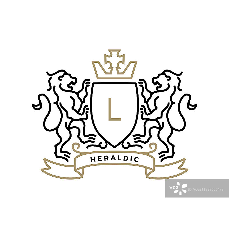 狮子纹章盾徽标志图标图片素材