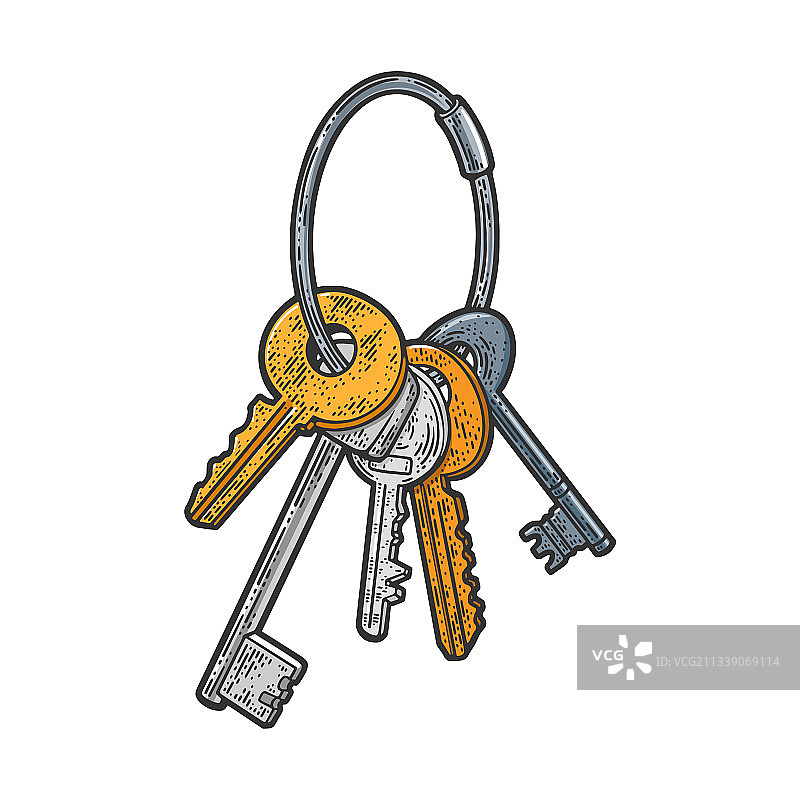 一串钥匙素描图片素材