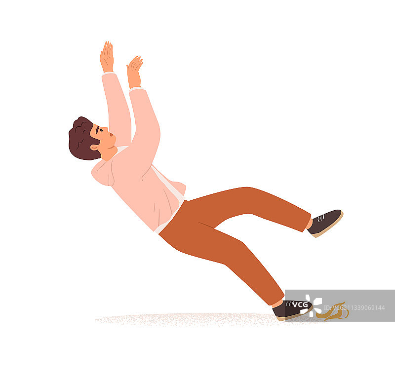 粗心的人踩到香蕉皮滑倒图片素材