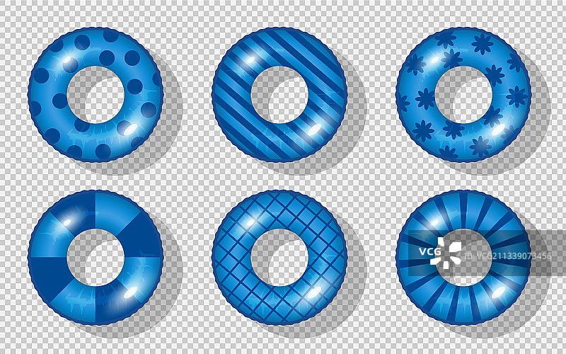 蓝色充气橡胶游泳圈合集图片素材
