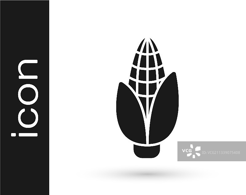 白色背景上的黑色玉米图标图片素材